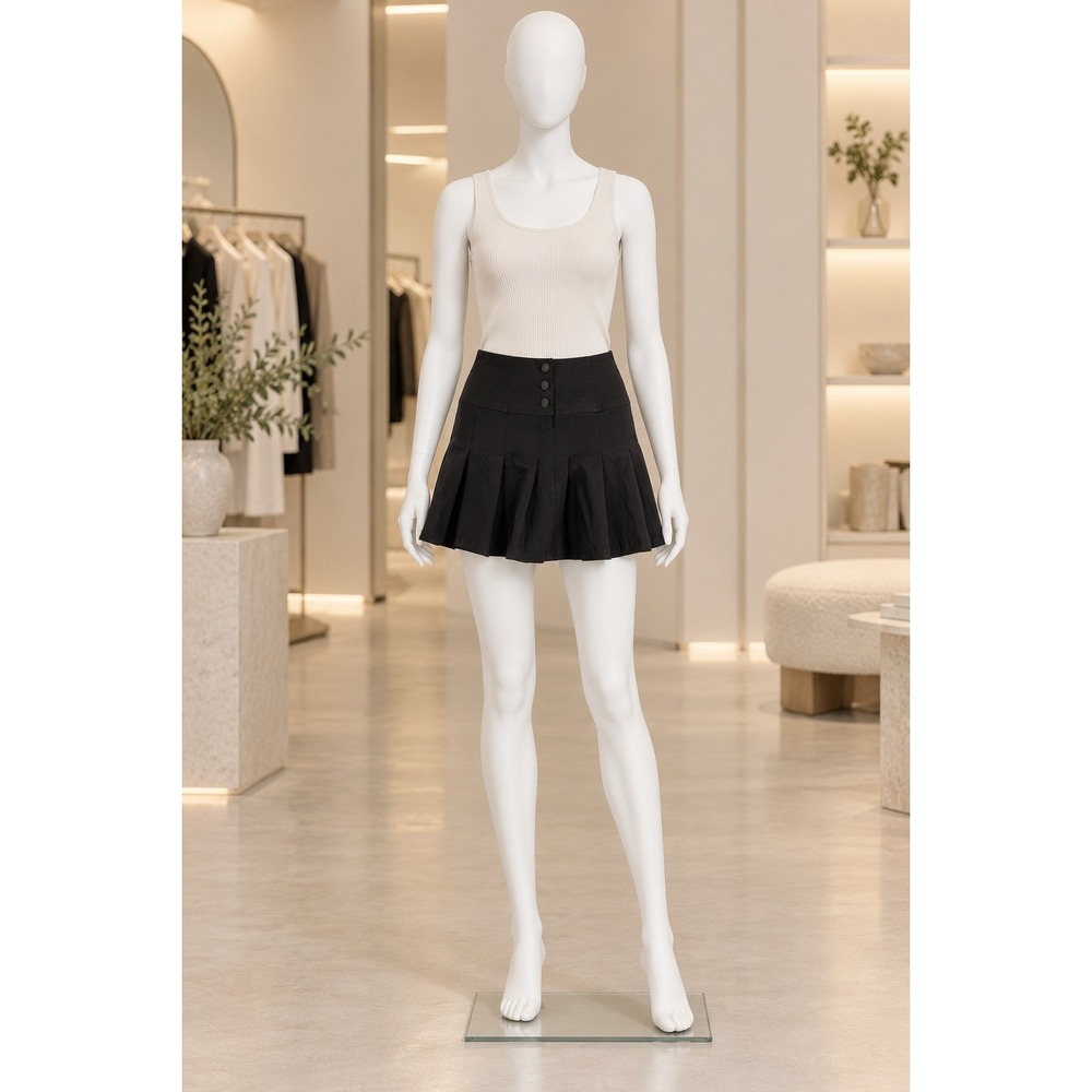 Vanilla Star Women Skirt Black Pleated High Waist Mini Size Medium